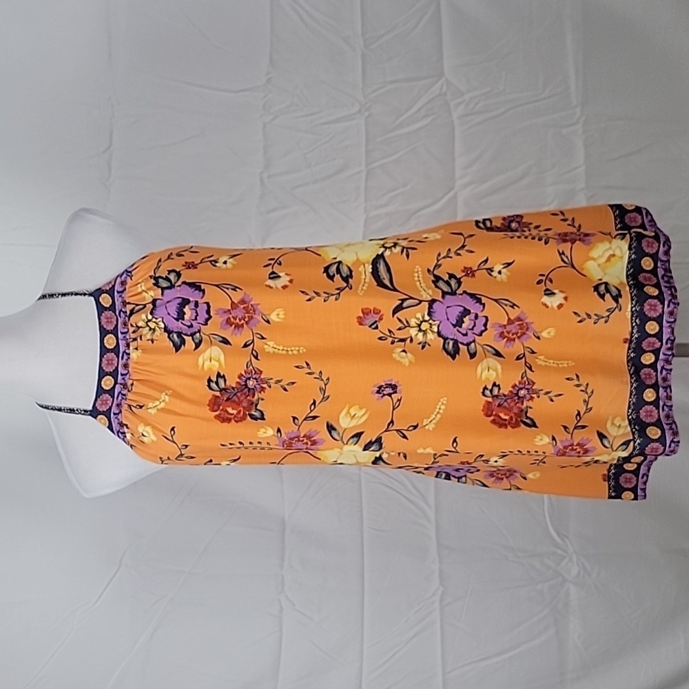 Urban Outfitters Ecote Size S Orange, Purple, Yellow Floral Halter Mini Dress